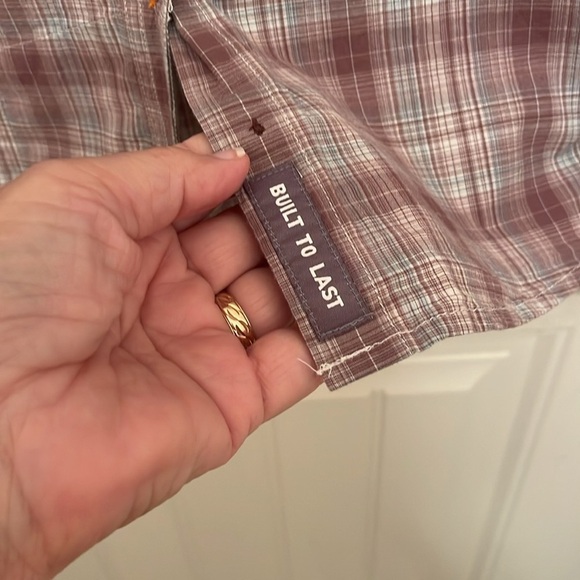 Ariat Rebar Plaid L/S Work Shirt pockets women’s sz‎ M muted, rose and blue - Picture 6 of 16